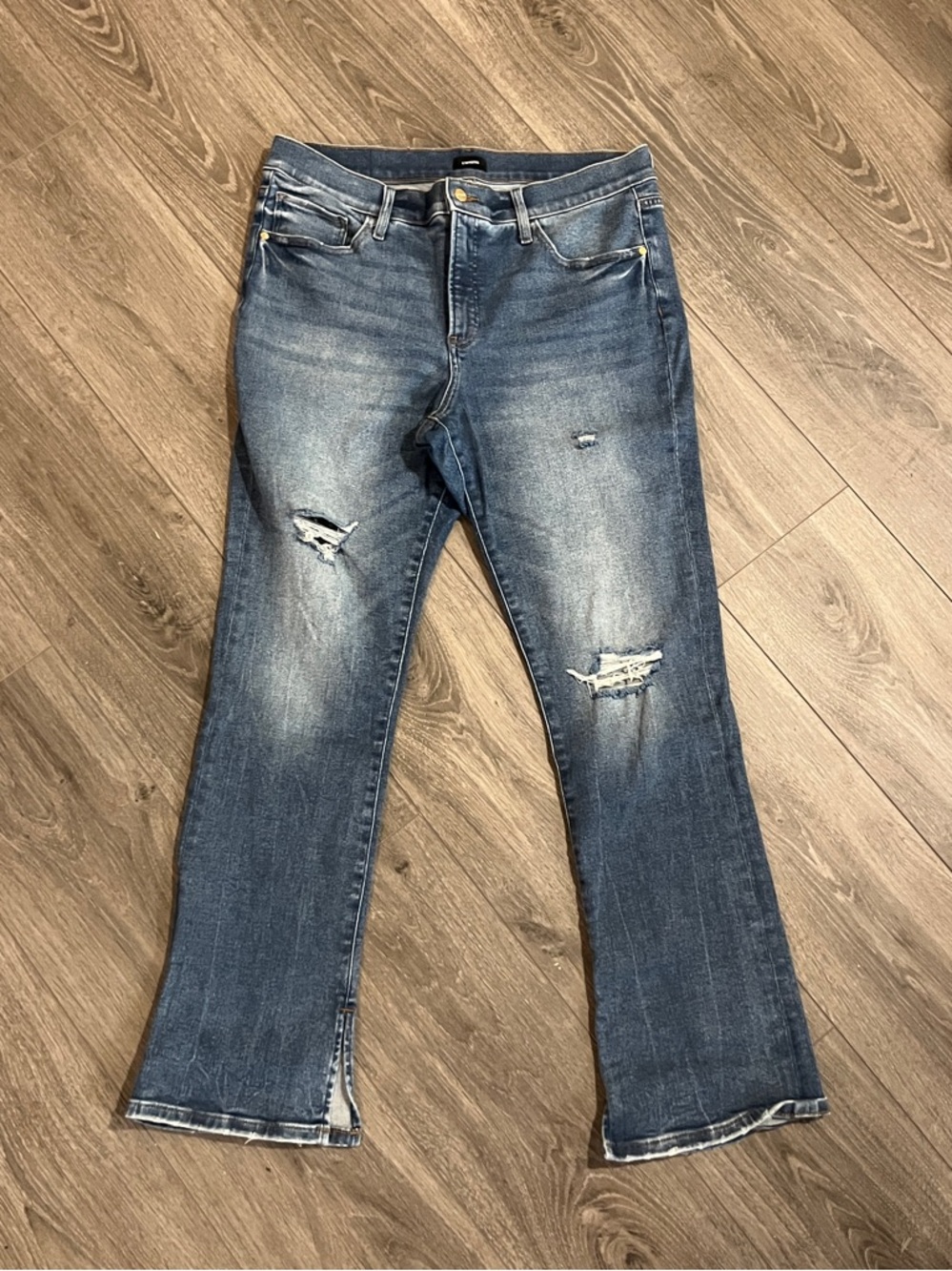 Express Mid Wash Distressed Women's Bootcut Jeans
